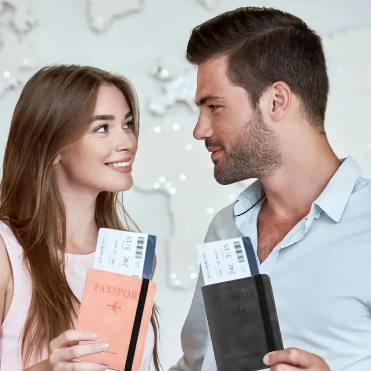 RFID Blocking Leather Card Case Passport Holder Cover Wallet Travel Accessories for Women Men
