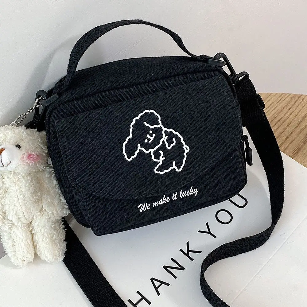 Ladies Fashion Canvas Small Square Bag Korean Version Multifunctional Cute Dog One-shoulder Diagonal Mobile Phone Package