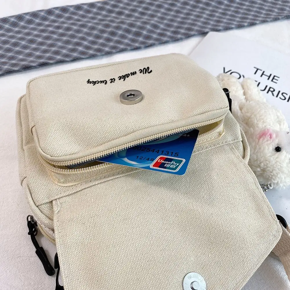 Ladies Fashion Canvas Small Square Bag Korean Version Multifunctional Cute Dog One-shoulder Diagonal Mobile Phone Package