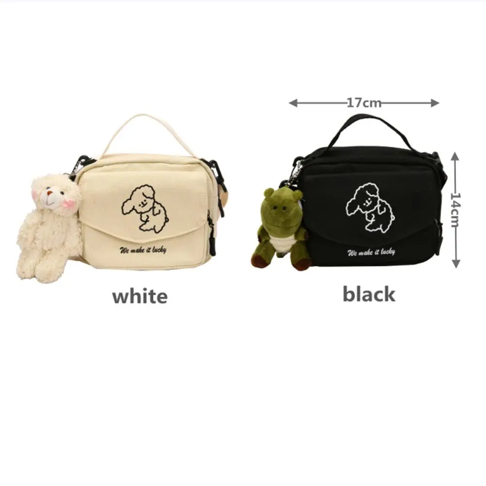 Ladies Fashion Canvas Small Square Bag Korean Version Multifunctional Cute Dog One-shoulder Diagonal Mobile Phone Package