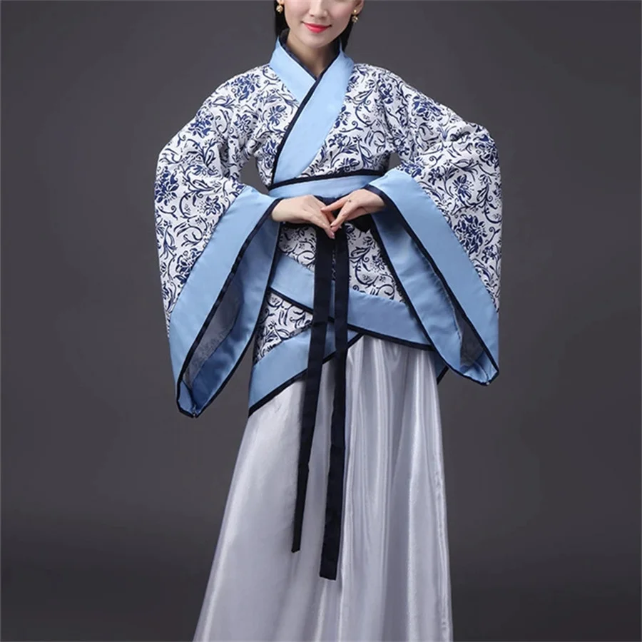 Long Sleeves Hanfu Long Dress Patchwork Ancient Style Chinese Traditional Costumes Performance Skirt Cheongsam Chinese Tang Suit