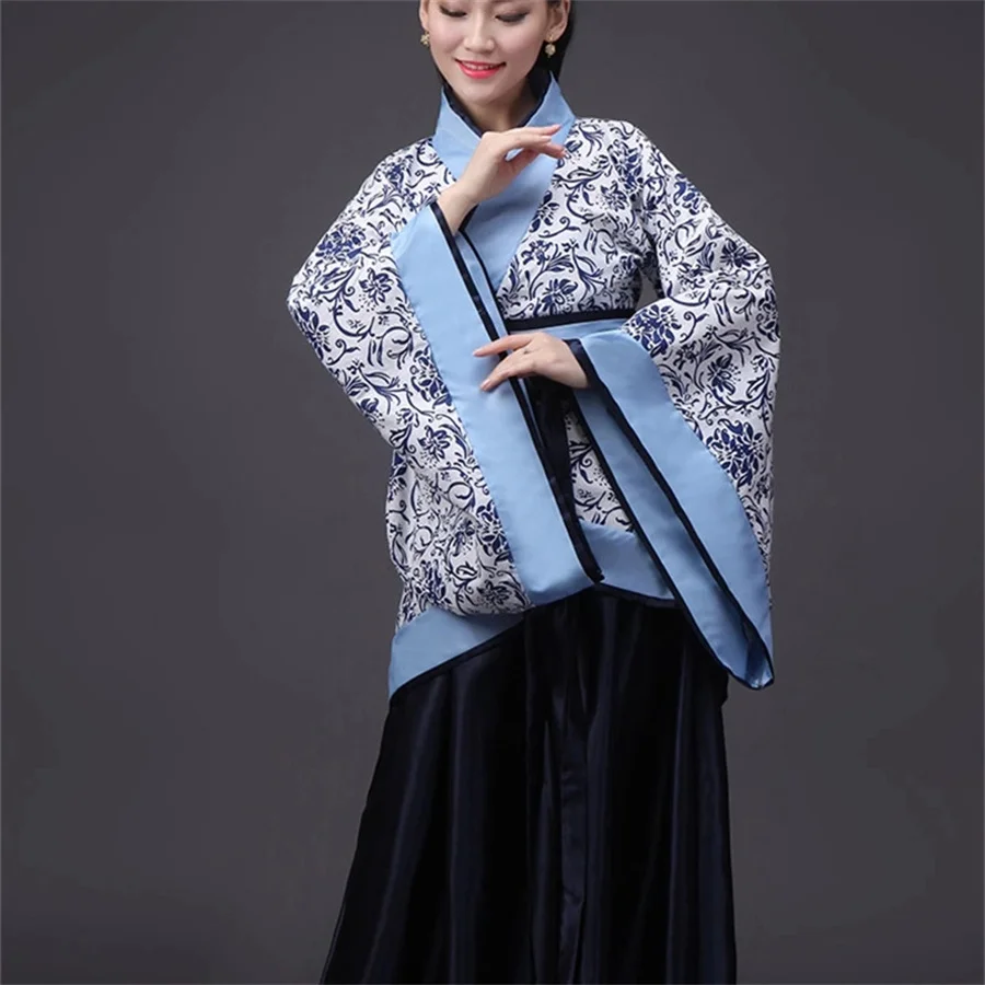 Long Sleeves Hanfu Long Dress Patchwork Ancient Style Chinese Traditional Costumes Performance Skirt Cheongsam Chinese Tang Suit