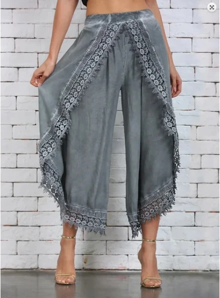 Women's Summer Lace Patchwork Pants Trendy Casual Comfortable Leggings Loose Bohemian Trousers