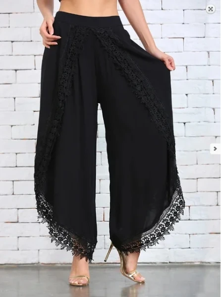 Women's Summer Lace Patchwork Pants Trendy Casual Comfortable Leggings Loose Bohemian Trousers