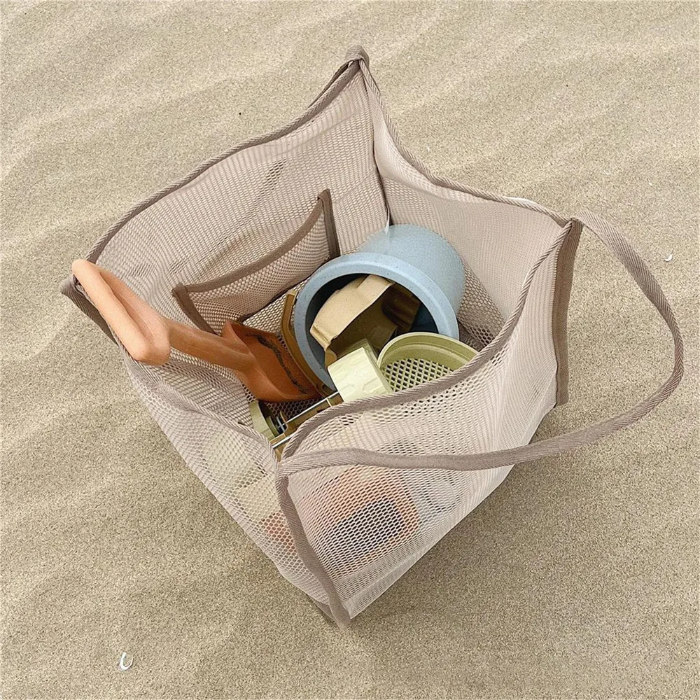 Women Mesh Beach Travel Shoulder Bags Large Capacity Casual Totes Lightweight Portable Shopping Bag Summer Swimming Beach Bag