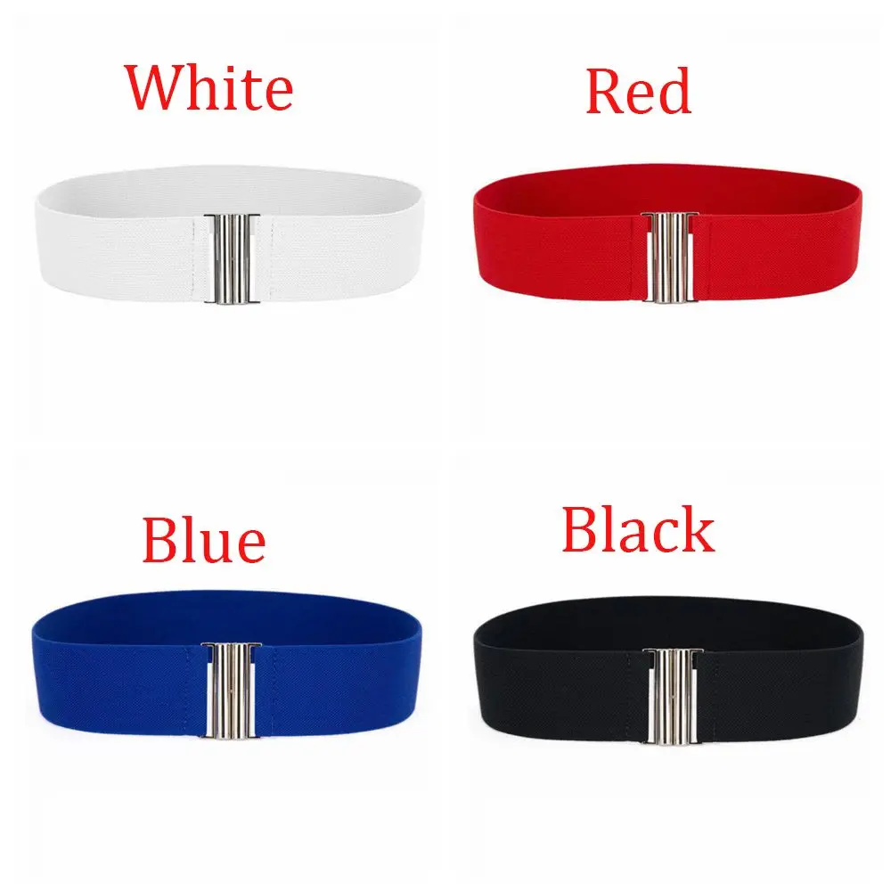 Fashion Womens Silver Buckle Wide Stretch Elastic Corset Waist Belts Waistband