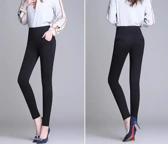 New S-6XL Micro Pants Trousers High Waist Large Size Stretch Tights Women High Waist Straight Pants Work Pants Trousers