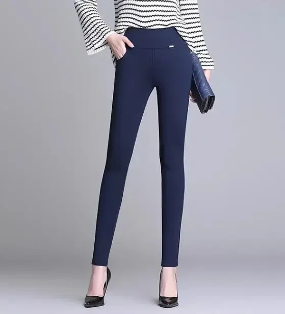 New S-6XL Micro Pants Trousers High Waist Large Size Stretch Tights Women High Waist Straight Pants Work Pants Trousers