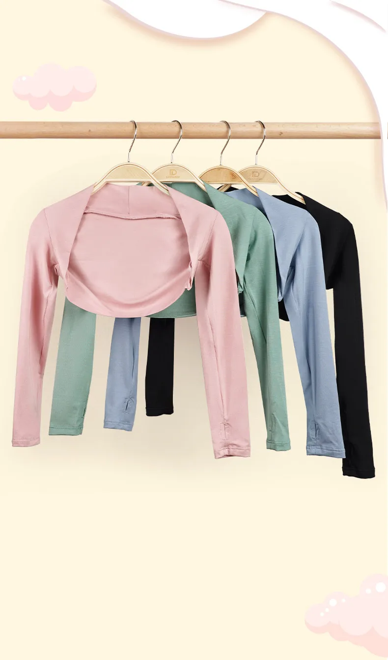 Girls' Ballet Tops Shrug Long Sleeves Dance Shirt Kids Cropped Dance Tops Clothes Modal Dance Coat Tops Ballet Dance Outfits
