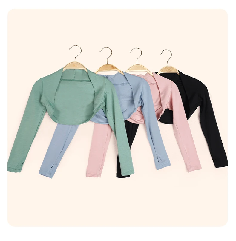 Girls' Ballet Tops Shrug Long Sleeves Dance Shirt Kids Cropped Dance Tops Clothes Modal Dance Coat Tops Ballet Dance Outfits