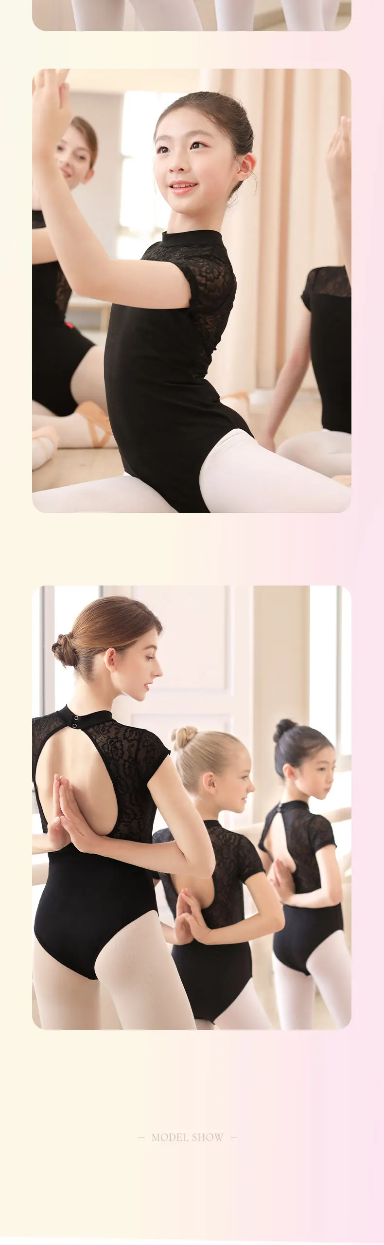 Girls Ballet Leotard Kids Lace Splice Dance Leotards Stand Collar Ballet Bodysuit Children Dance Costumes Gymnastics Leotard