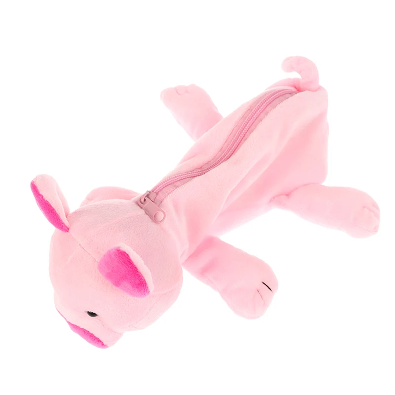 Cartoon Animal Pencil Case Lion Tiger Bear Plush Doll Pen Pouch Cosmetic Bag Desktop Storage Bag School Supplies Stationery Box