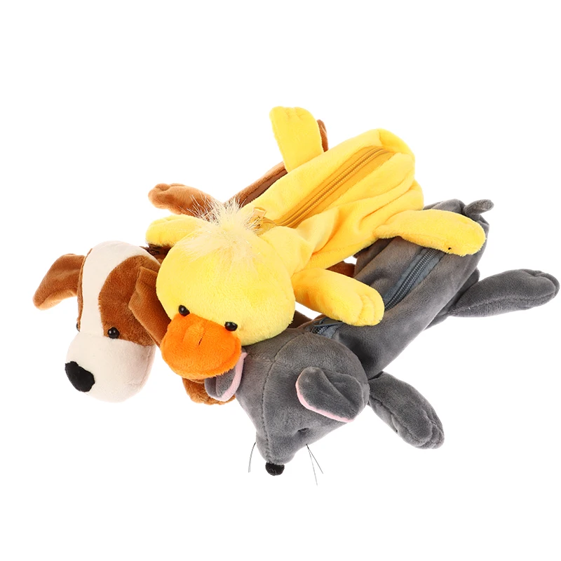 Cartoon Animal Pencil Case Lion Tiger Bear Plush Doll Pen Pouch Cosmetic Bag Desktop Storage Bag School Supplies Stationery Box