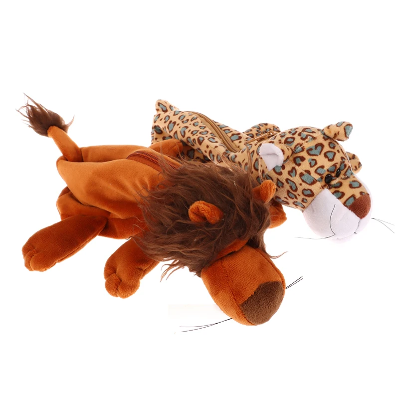 Cartoon Animal Pencil Case Lion Tiger Bear Plush Doll Pen Pouch Cosmetic Bag Desktop Storage Bag School Supplies Stationery Box