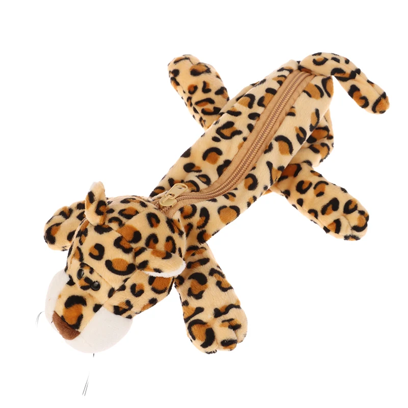 Cartoon Animal Pencil Case Lion Tiger Bear Plush Doll Pen Pouch Cosmetic Bag Desktop Storage Bag School Supplies Stationery Box
