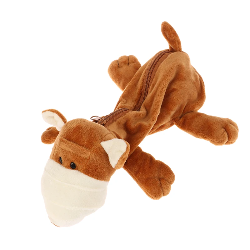 Cartoon Animal Pencil Case Lion Tiger Bear Plush Doll Pen Pouch Cosmetic Bag Desktop Storage Bag School Supplies Stationery Box