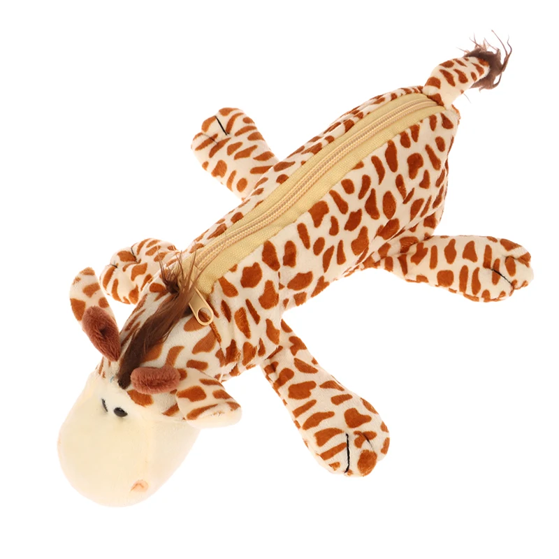Cartoon Animal Pencil Case Lion Tiger Bear Plush Doll Pen Pouch Cosmetic Bag Desktop Storage Bag School Supplies Stationery Box