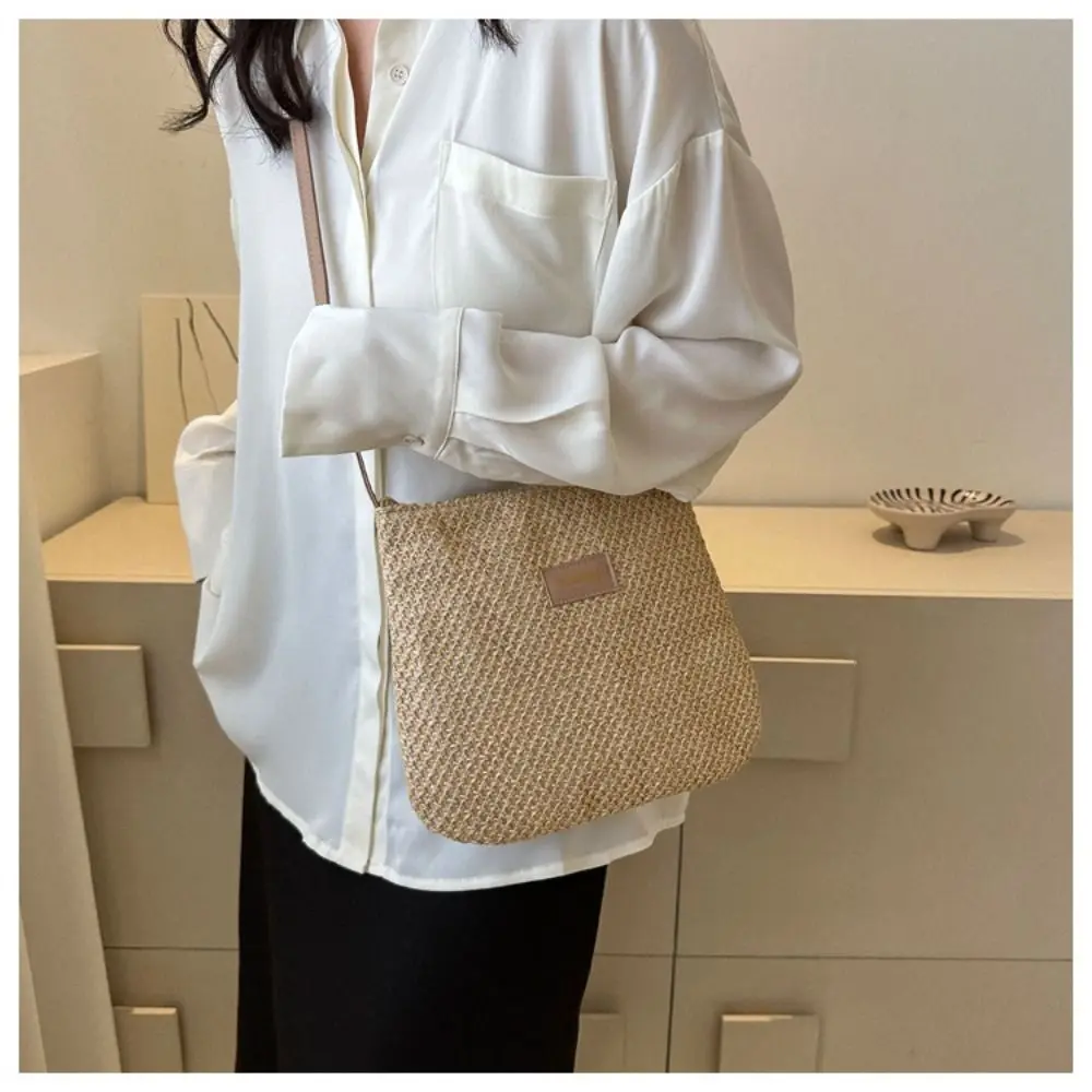 Ladies Fashion Summer Straw Crossbody Bag Women Beach Holiday Shopping Woven Shoulder Handbag Messenger Purses for Women Bags