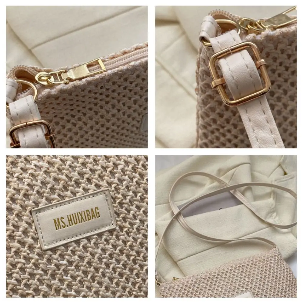 Ladies Fashion Summer Straw Crossbody Bag Women Beach Holiday Shopping Woven Shoulder Handbag Messenger Purses for Women Bags