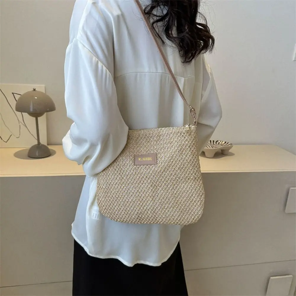 Ladies Fashion Summer Straw Crossbody Bag Women Beach Holiday Shopping Woven Shoulder Handbag Messenger Purses for Women Bags