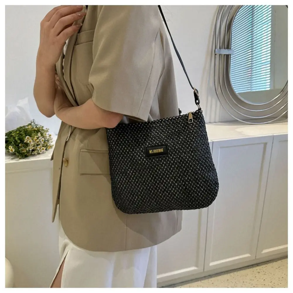 Ladies Fashion Summer Straw Crossbody Bag Women Beach Holiday Shopping Woven Shoulder Handbag Messenger Purses for Women Bags