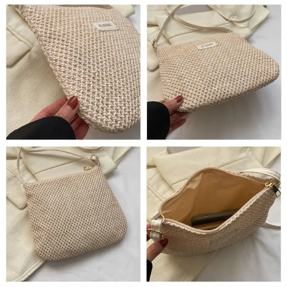 Ladies Fashion Summer Straw Crossbody Bag Women Beach Holiday Shopping Woven Shoulder Handbag Messenger Purses for Women Bags