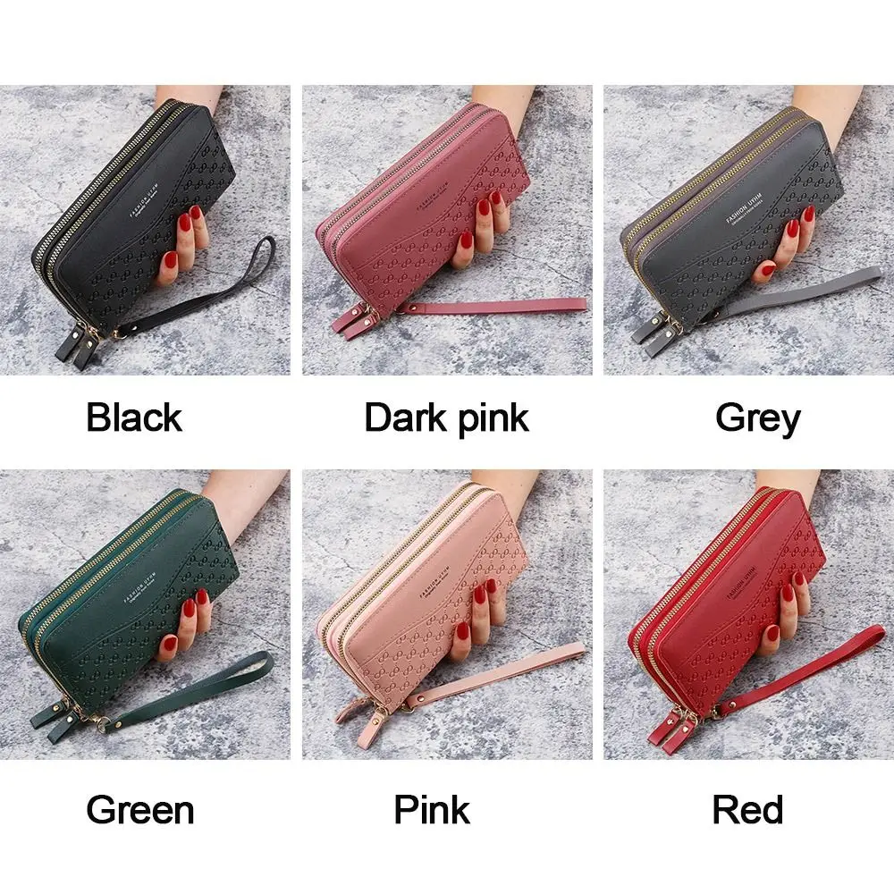 Fashion Ladies Leather Wallet Long Purse Clutch Zipper Multi-Layer Business Wallet Bag Large Capacity Phone Card Holder Case