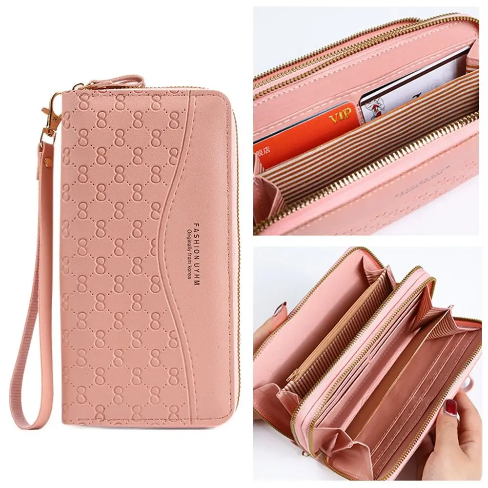 Fashion Ladies Leather Wallet Long Purse Clutch Zipper Multi-Layer Business Wallet Bag Large Capacity Phone Card Holder Case