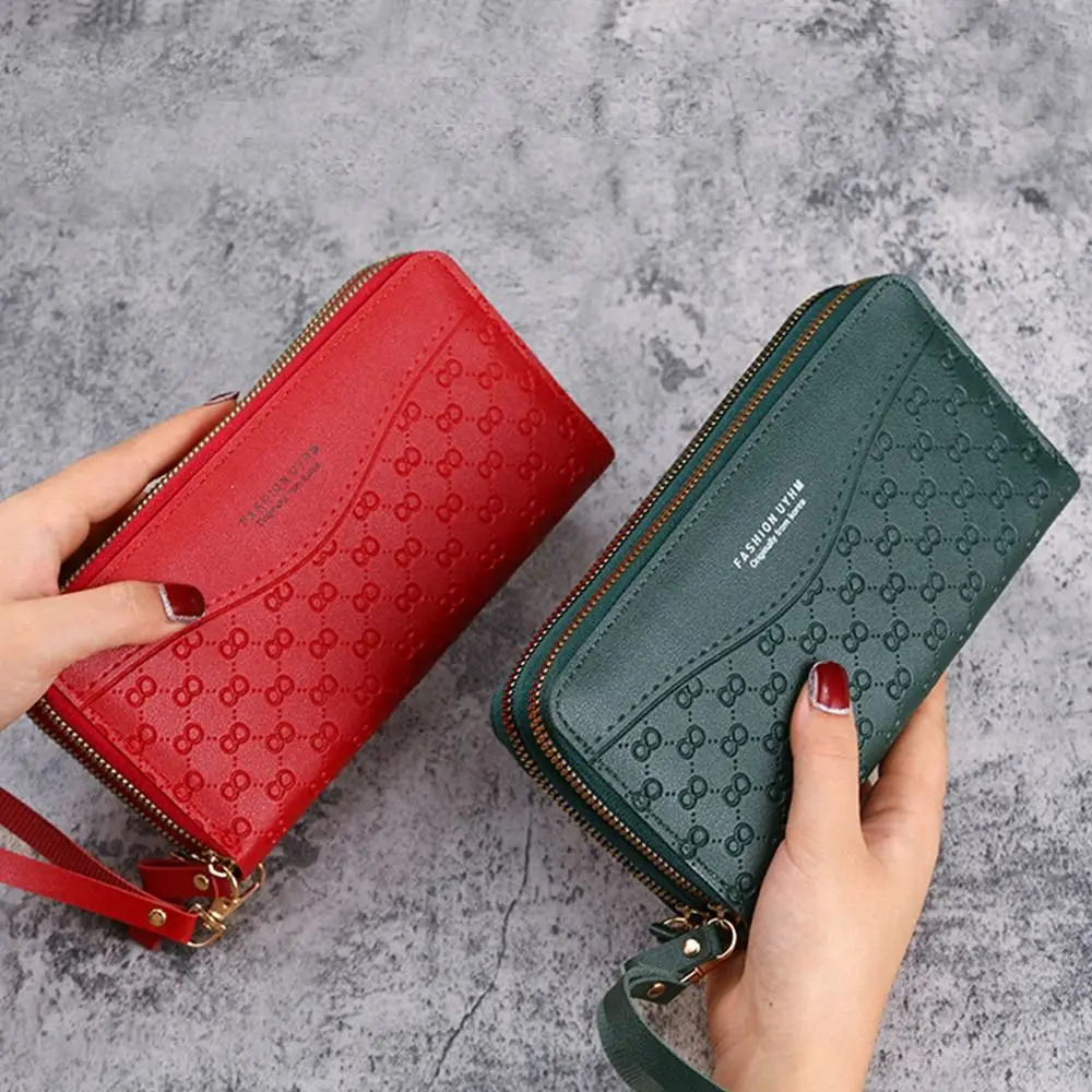 Fashion Ladies Leather Wallet Long Purse Clutch Zipper Multi-Layer Business Wallet Bag Large Capacity Phone Card Holder Case