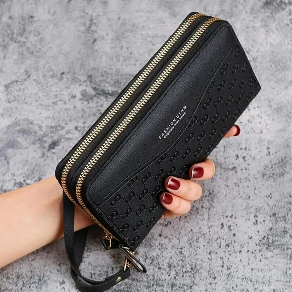 Fashion Ladies Leather Wallet Long Purse Clutch Zipper Multi-Layer Business Wallet Bag Large Capacity Phone Card Holder Case