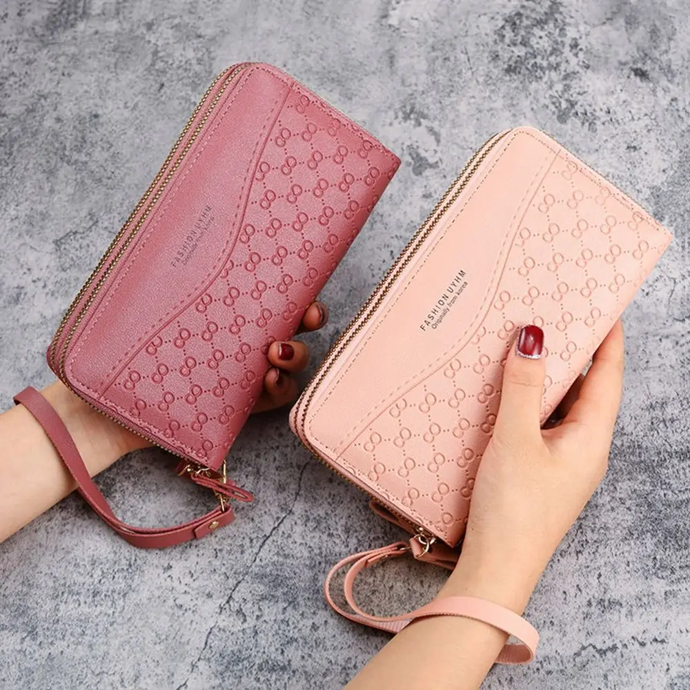 Fashion Ladies Leather Wallet Long Purse Clutch Zipper Multi-Layer Business Wallet Bag Large Capacity Phone Card Holder Case