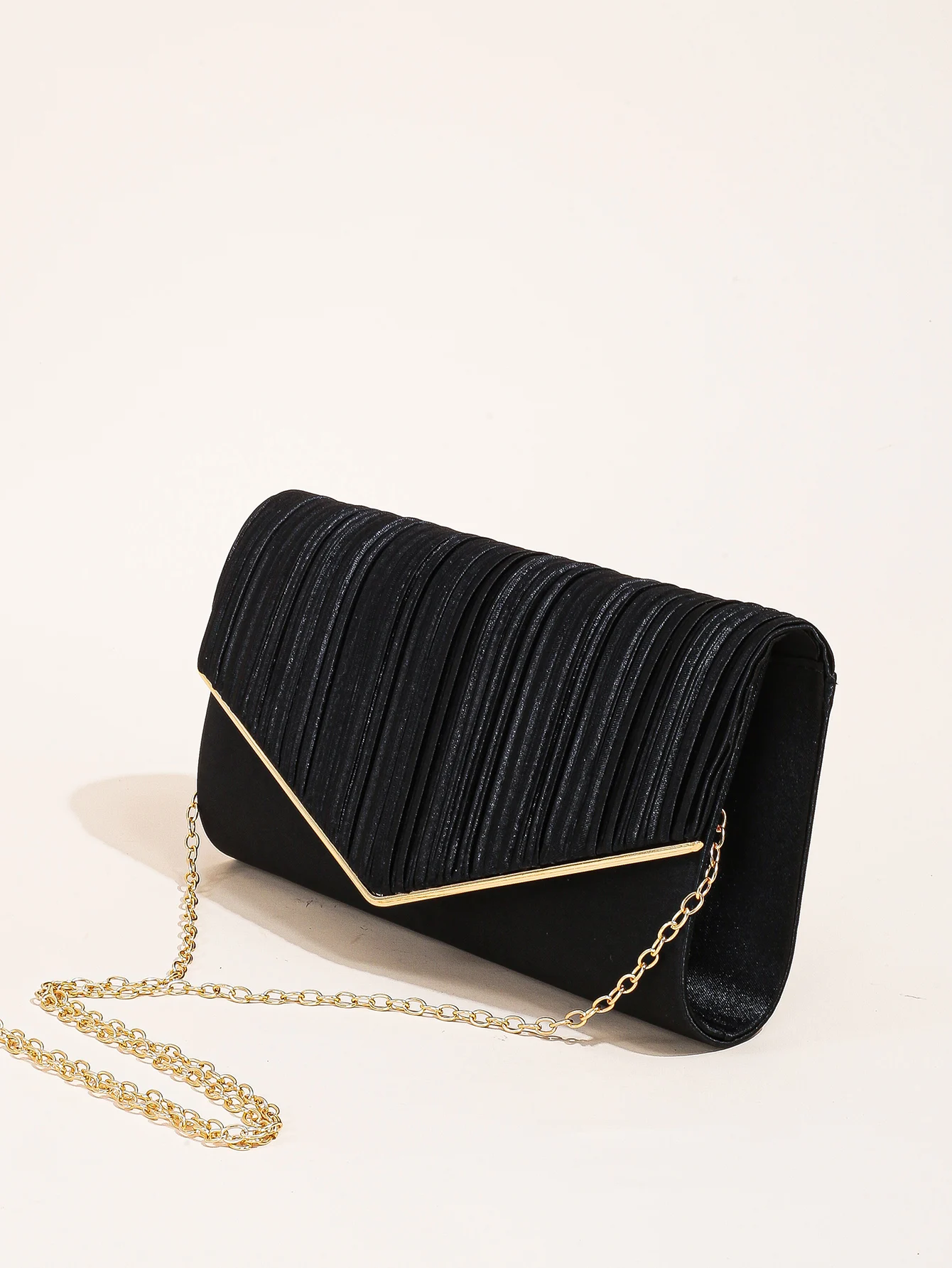 Elegant Pleated Evening Bag, Solid Color Textured Envelope Dinner Bag, Perfect Clutch For Party, Wedding And Banquet