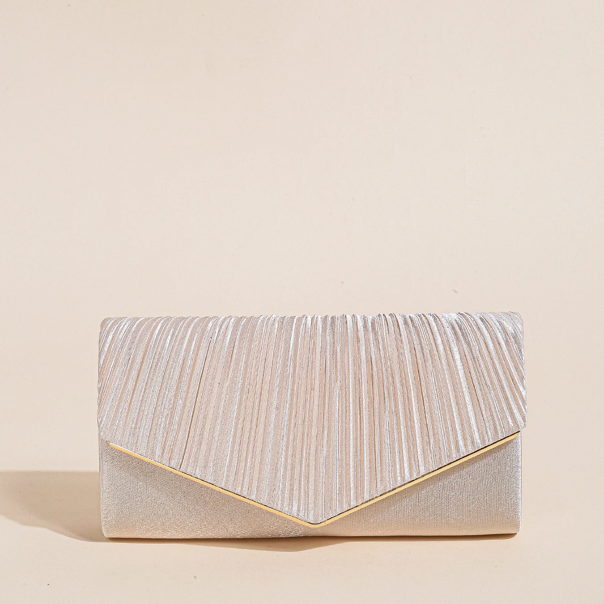 Elegant Pleated Evening Bag, Solid Color Textured Envelope Dinner Bag, Perfect Clutch For Party, Wedding And Banquet