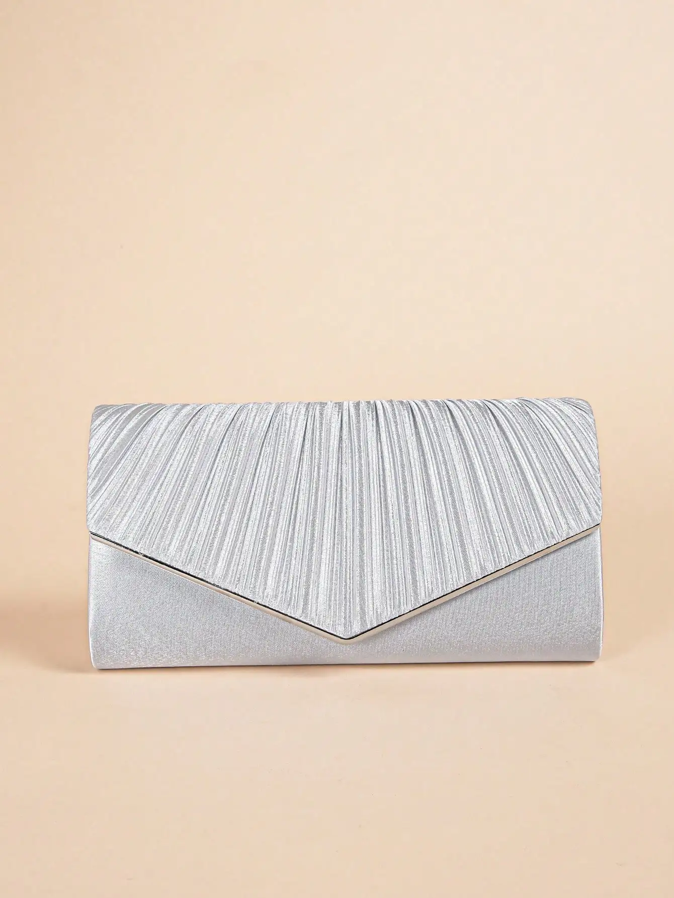 Elegant Pleated Evening Bag, Solid Color Textured Envelope Dinner Bag, Perfect Clutch For Party, Wedding And Banquet