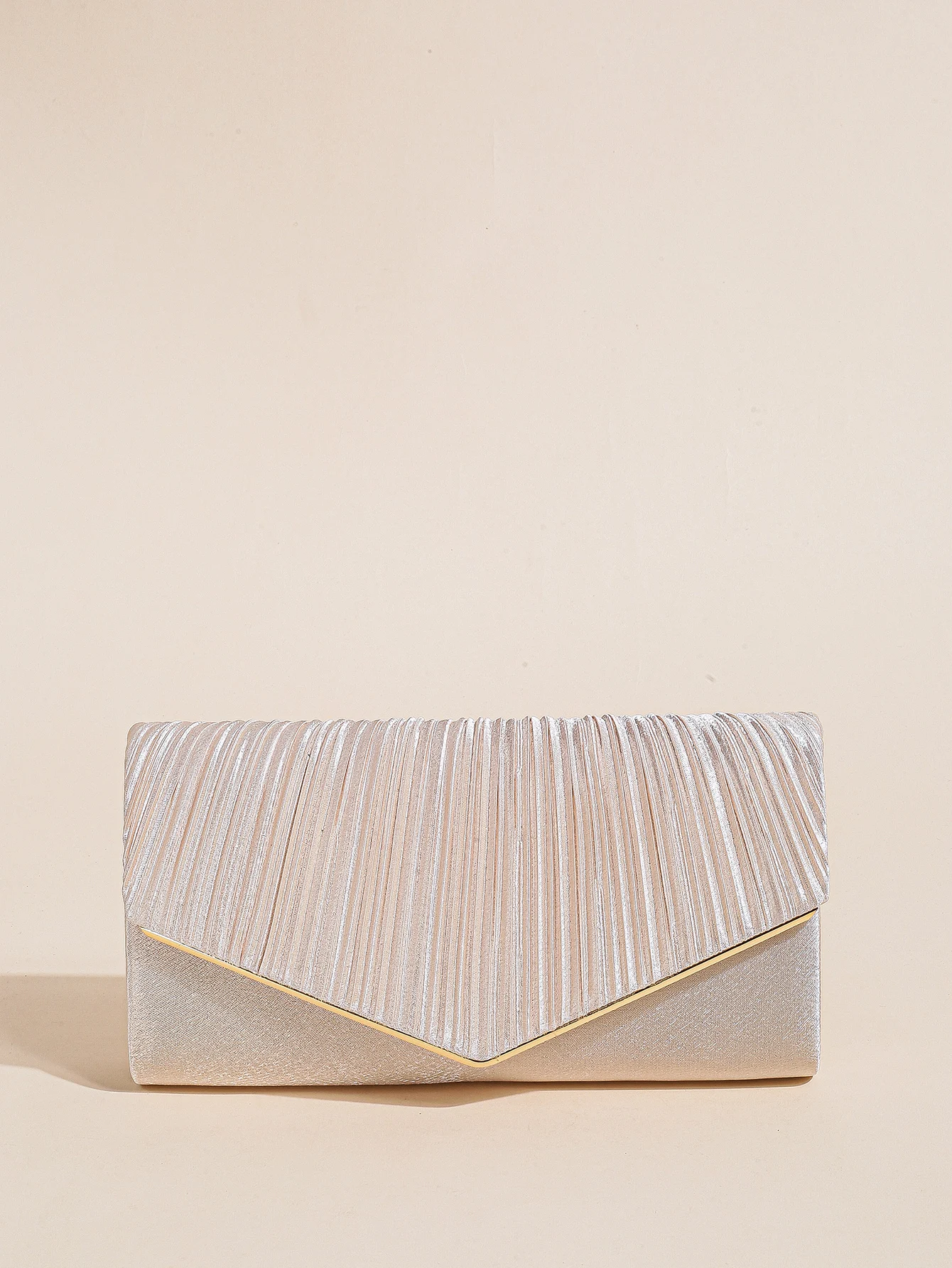 Elegant Pleated Evening Bag, Solid Color Textured Envelope Dinner Bag, Perfect Clutch For Party, Wedding And Banquet