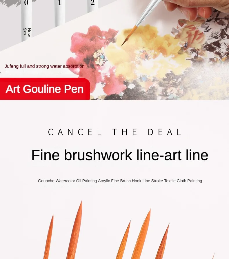 Artist Paint Brush 6 Pcs Set Thin Pen Extra Long Fine Point Liner Tip #000#00#0#1#2#3, Scale Models Nail Acrylic Oil Watercolor