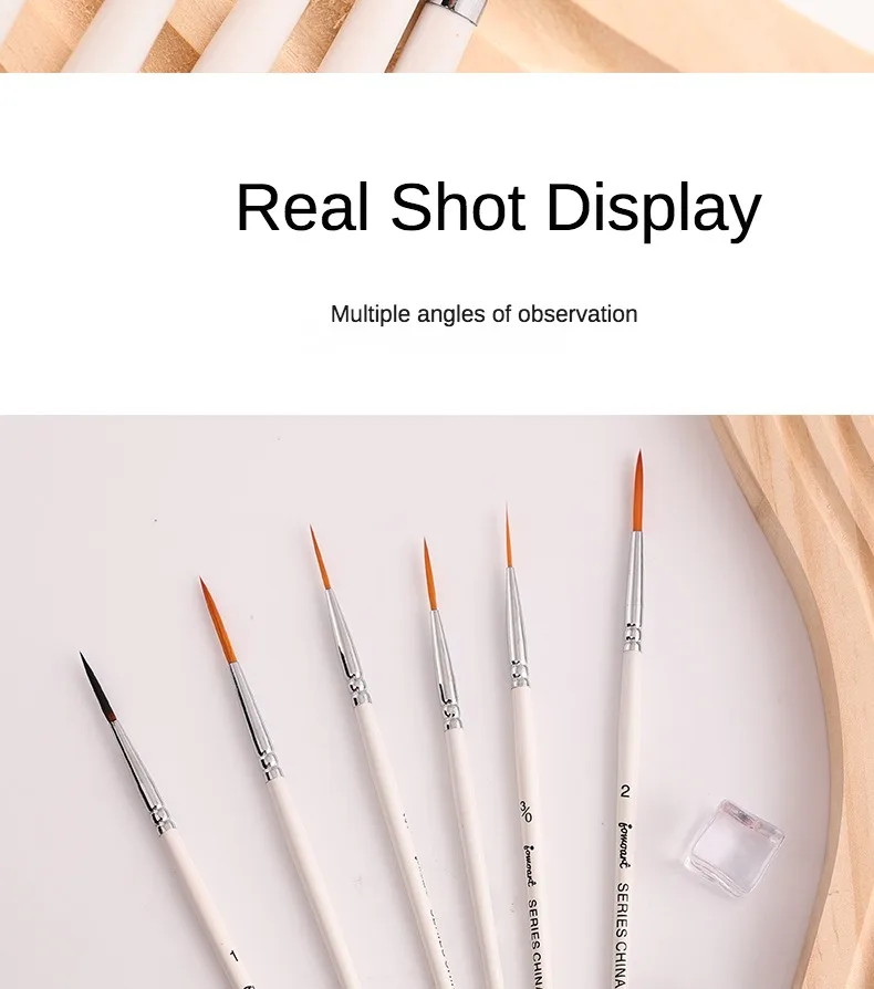 Artist Paint Brush 6 Pcs Set Thin Pen Extra Long Fine Point Liner Tip #000#00#0#1#2#3, Scale Models Nail Acrylic Oil Watercolor