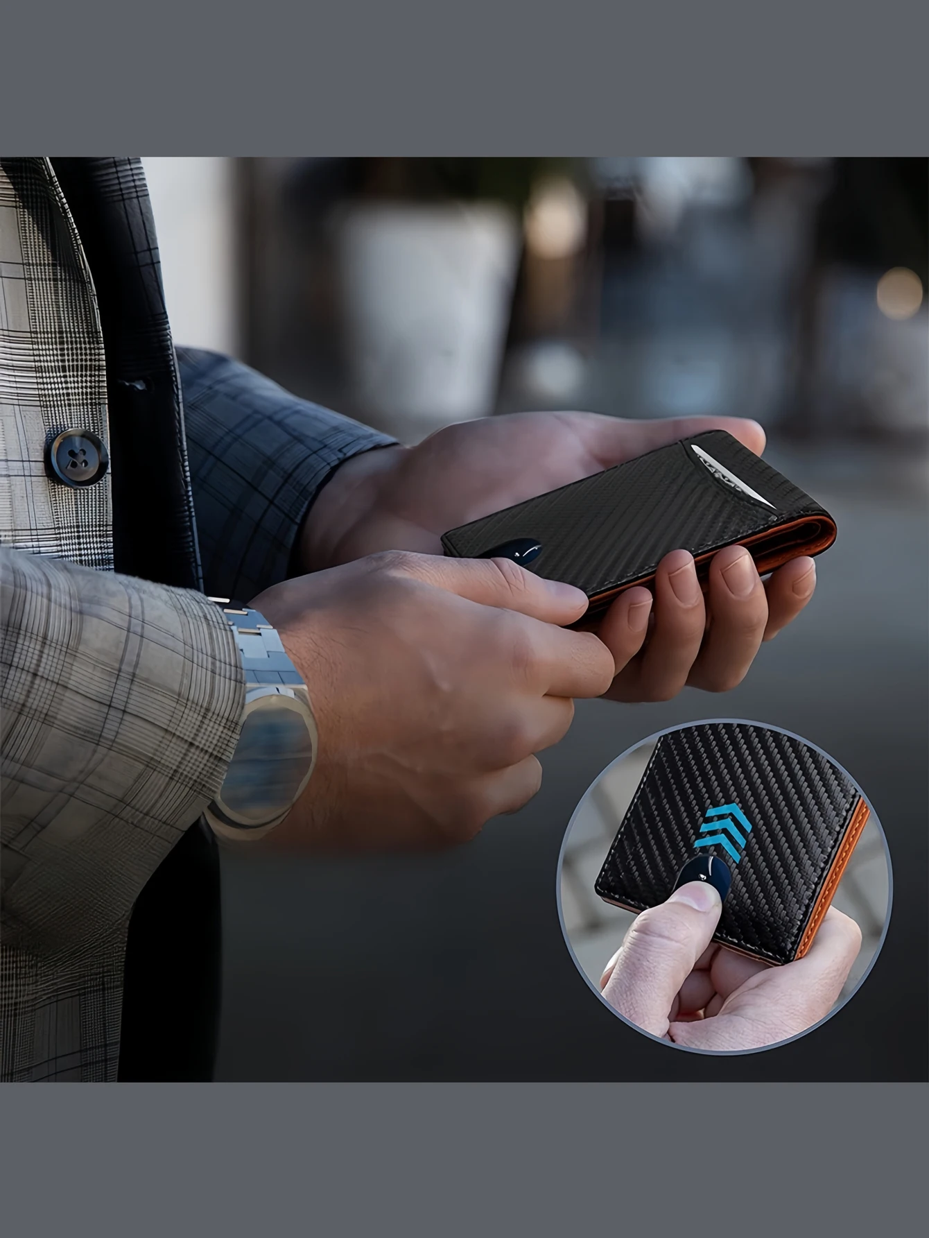New Microfiber Simple Carbon Fiber Wallet Men's Credit Card Holder Wallet