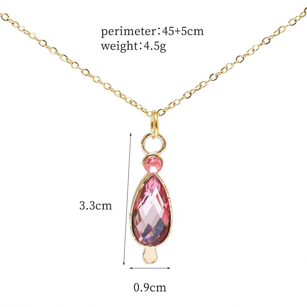 Anime Cosplay Puella Magi Madoka Magica pendant Necklace Kaname Madoka Pink WaterDrop crystal choker Jewelry Fans Gifts