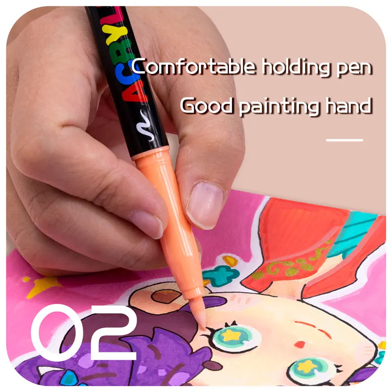 12 Colors 0.7mm/Brush Tip Skin Tone Acrylic Paint Pens Set, Paint Markers for Wood,Glass,Fabric,Rocks Painting Paint Pens Art