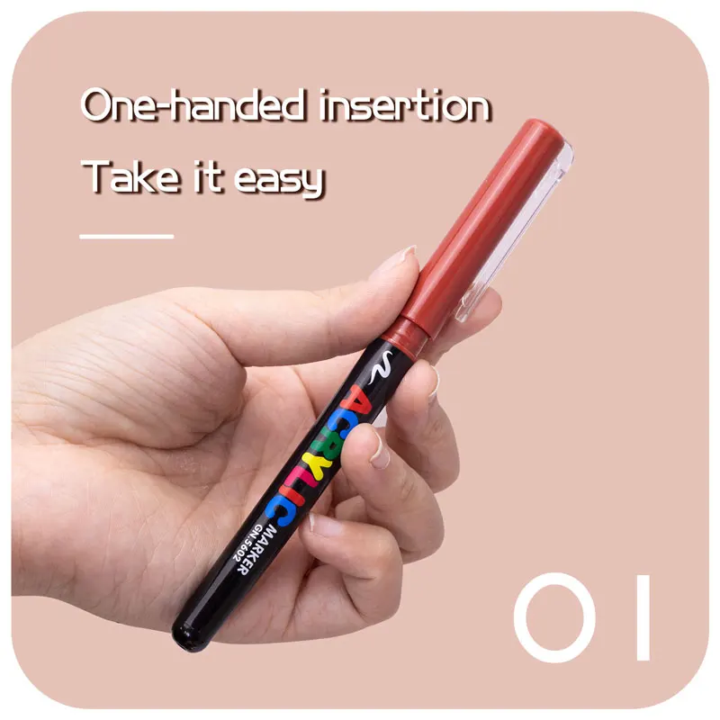 12 Colors 0.7mm/Brush Tip Skin Tone Acrylic Paint Pens Set, Paint Markers for Wood,Glass,Fabric,Rocks Painting Paint Pens Art