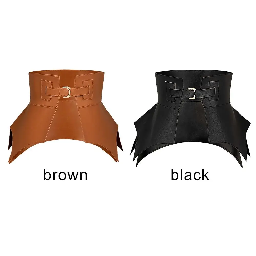 Black Brown Vintage Skirt Dress Coat Classic Leather Waistband Elastic Corset Band Punk Wide Belts Stretch Cummerbunds