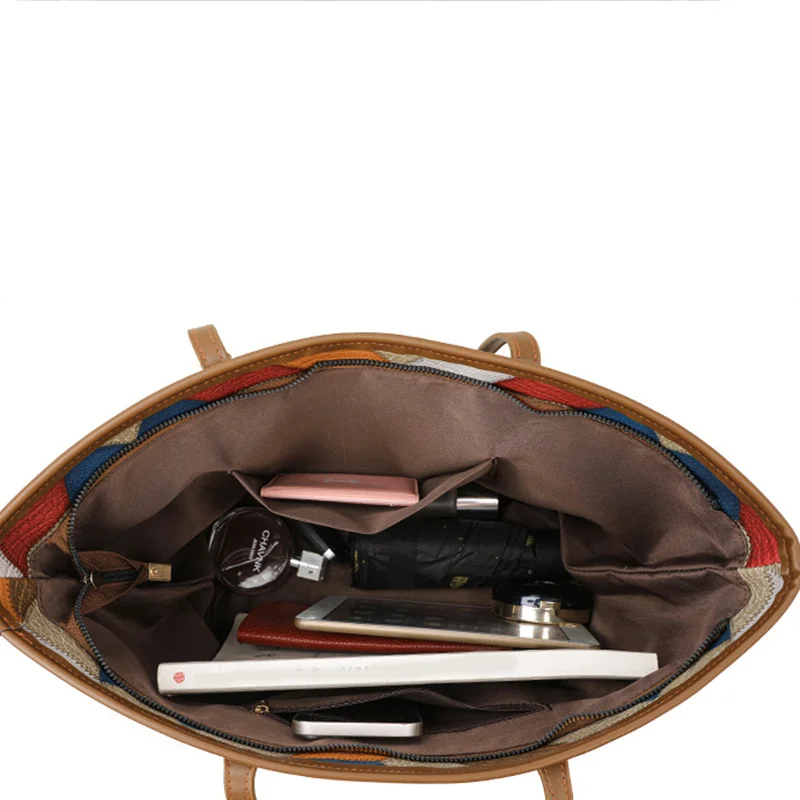 2024 New Women's Large Capacity Commuter Handbag Casual PU Leather Patchwork Tote Bag Fashionable Underarm Single Shoulder Bag