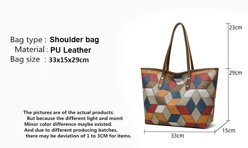 2024 New Women's Large Capacity Commuter Handbag Casual PU Leather Patchwork Tote Bag Fashionable Underarm Single Shoulder Bag