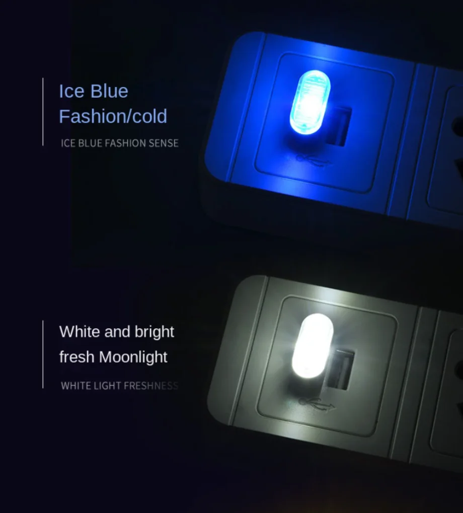 Car Mini USB LED Atmosphere Lights Car Interior Neon Decorative Lamp Emergency Lighting Universal PC Portable Plug and Play