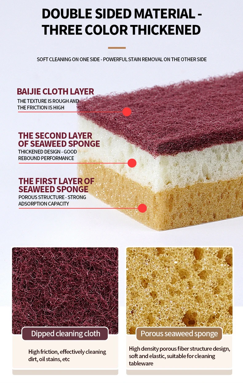 High Density Sponge Cleaning Cloth, Dishwashing Cloth, Non Greasy Kitchen and Catering Supplies, Sponge Brush, Pot and Bowl