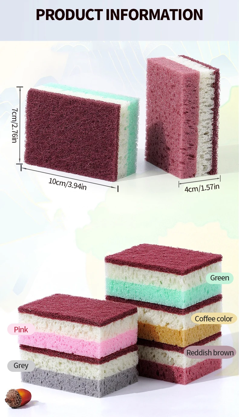 High Density Sponge Cleaning Cloth, Dishwashing Cloth, Non Greasy Kitchen and Catering Supplies, Sponge Brush, Pot and Bowl