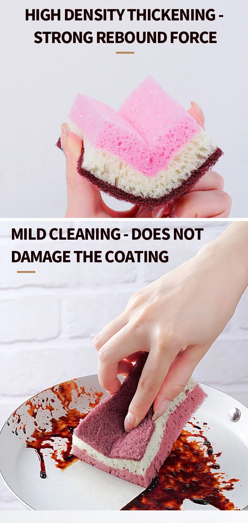 High Density Sponge Cleaning Cloth, Dishwashing Cloth, Non Greasy Kitchen and Catering Supplies, Sponge Brush, Pot and Bowl