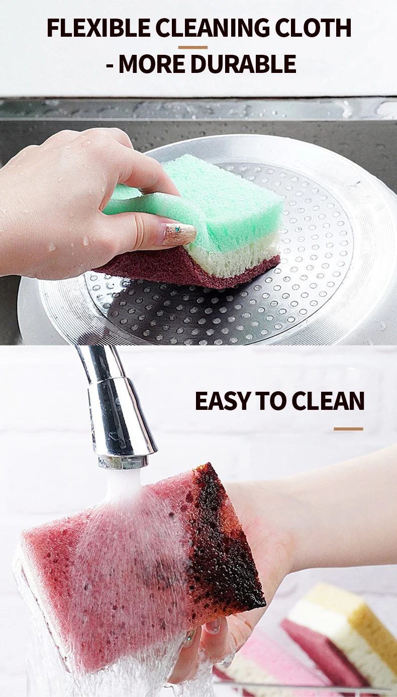 High Density Sponge Cleaning Cloth, Dishwashing Cloth, Non Greasy Kitchen and Catering Supplies, Sponge Brush, Pot and Bowl