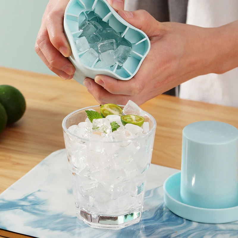 SoftAura 4/6/8/15/160 Grid Large Silicone Ice Cube Tray Food Grade Jumbo Ice Maker Mold Square Ice Tray for Home Kitchen DIY